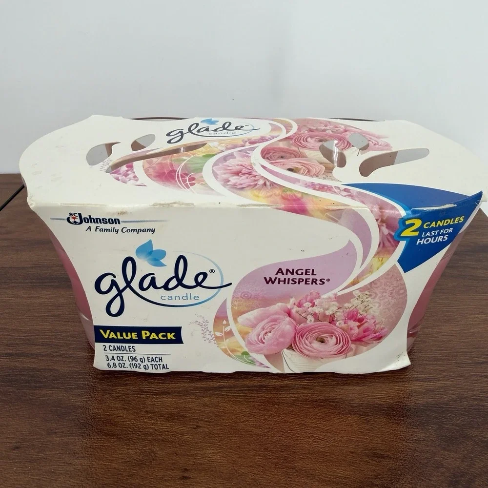 GLADE Air Freshener Scented Oil Candle Angel Whispers 3.8 oz TWIN PACKS‎
